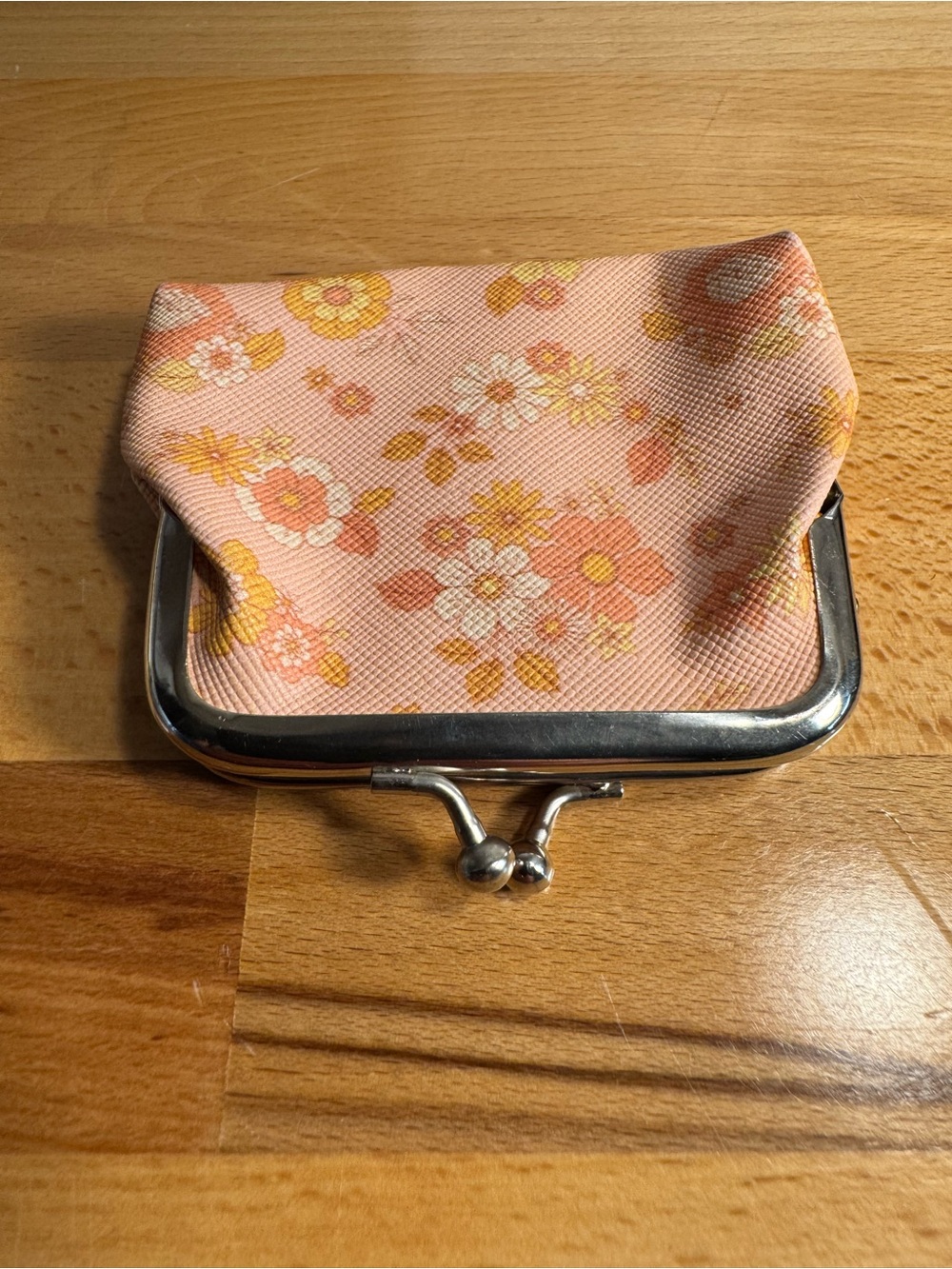 Pink Floral Kiss-Lock Coin Purse great for coins and air pods